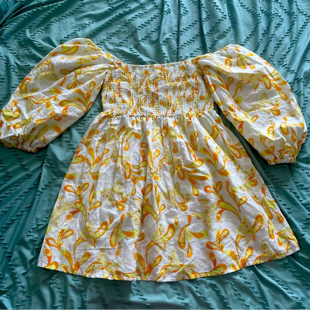 Urban Outfitters Yellow Puff Sleeve Dress